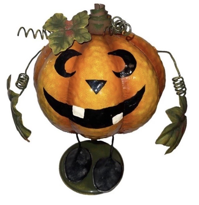 Funny RARE Bouncy Springy Metal Jack O Lantern Pumpkin 13.5\ Funny RARE Bouncy Springy Metal Jack O Lantern Pumpkin 13.5\