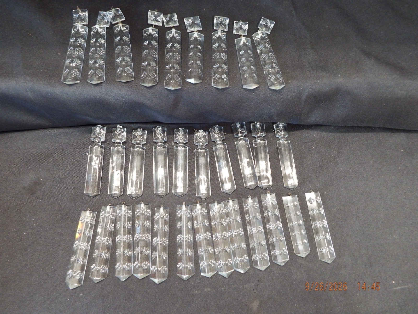 32 Antique Crystal Chandelier Prism-Colonial Star Cut/Snowflake,Coffin Drop-C298 32 Antique Crystal Chandelier Prism-Colonial Star Cut/Snowflake,Coffin Drop-C298