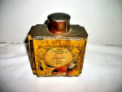 1930s Jasmine Tea Tin Tack Kee & Co Canton Great Art Deco Graphics Paper Label 1930s Jasmine Tea Tin Tack Kee & Co Canton Great Art Deco Graphics Paper Label