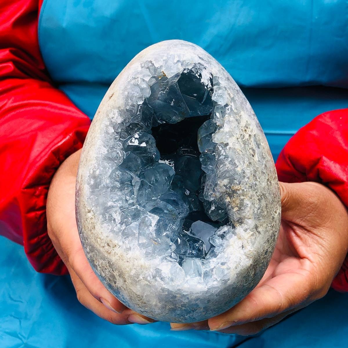 5.12 LB Large Natural Celestite Geode Crystal Cluster Healing Specimen 4028