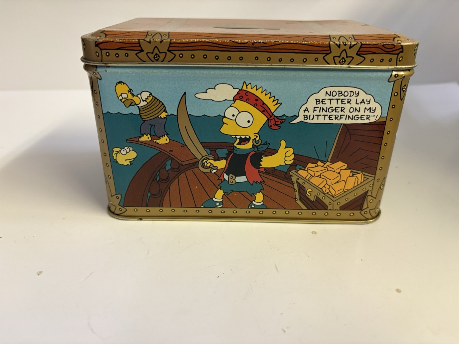 Vintage 1992 Bart Simpson Pirate Butterfinger Tin Bank Vintage 1992 Bart Simpson Pirate Butterfinger Tin Bank