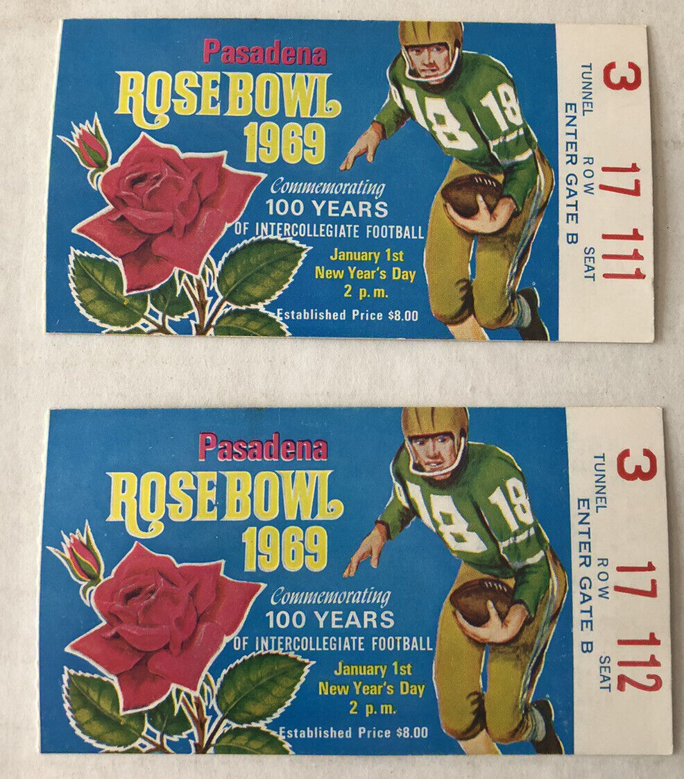 LOT OF 2 1969 Rose Bowl Ticket Stub Ohio USC OJ Simpson Excellent Condition PSA