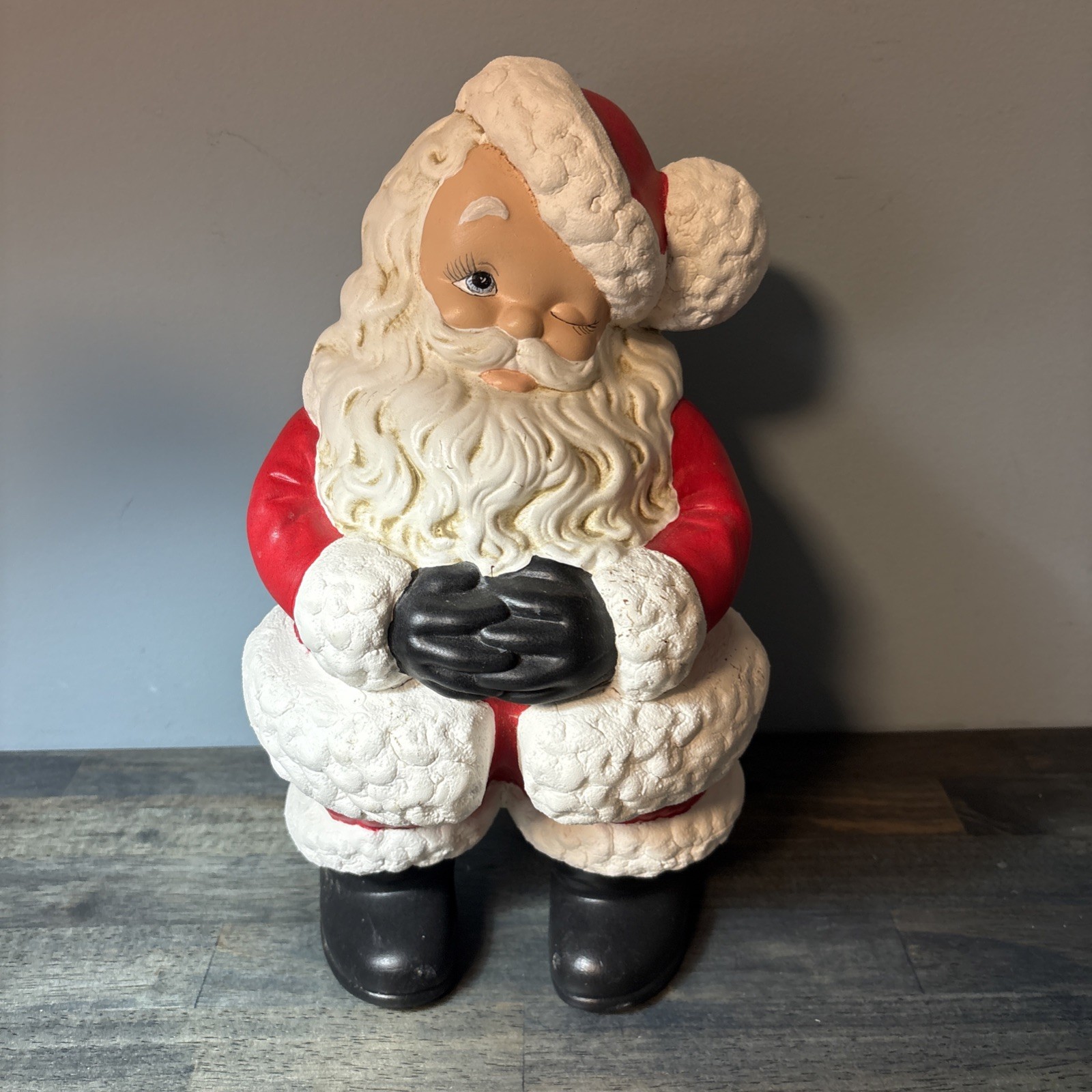 Vtg 1970s Atlantic Mold Ceramic Winking Santa Claus Christmas Figure Holiday