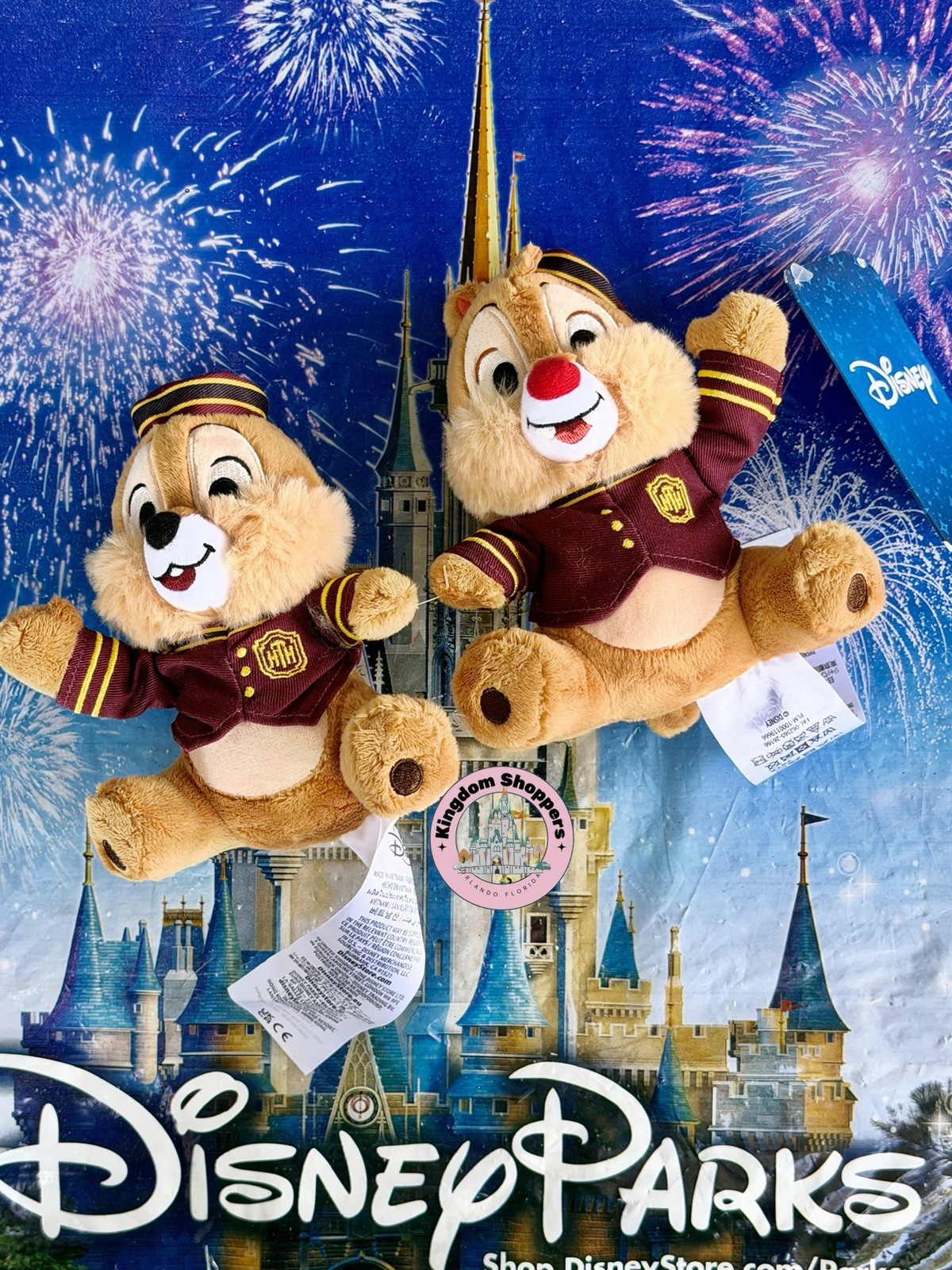 2026 Disney Parks Hollywood Tower Of Terror Chip & Dale Bellhop Plush Set New