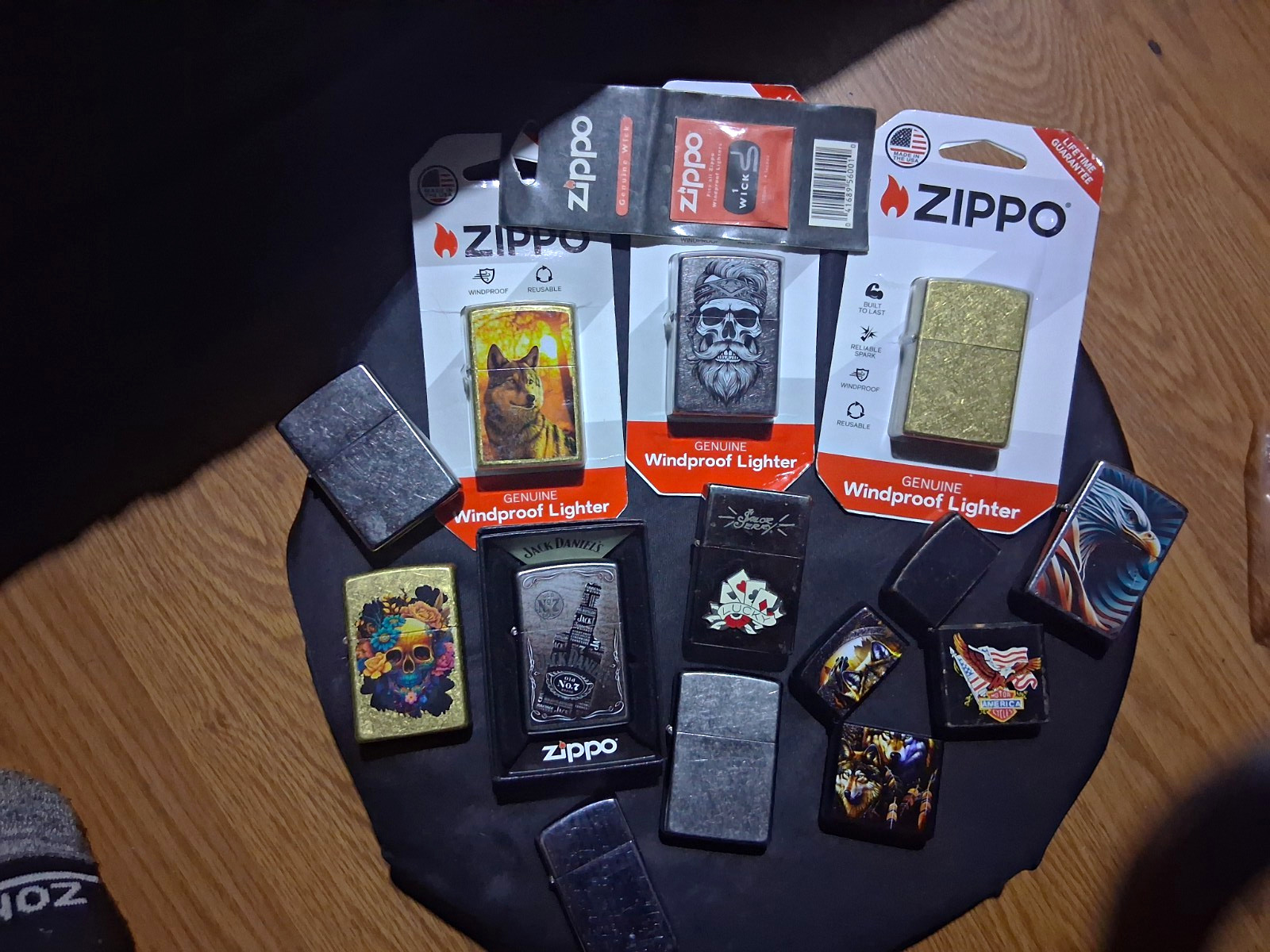 Zippo Lighter Collection Lot of 10 - Jack Daniels, Brass, Wolf, Skull -Packaged