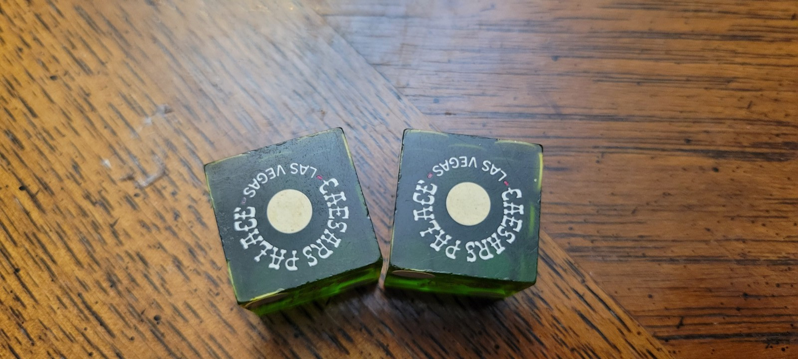 Vintage c1970 Caesars Palace Las Vegas Casino Dice Pair Green #538