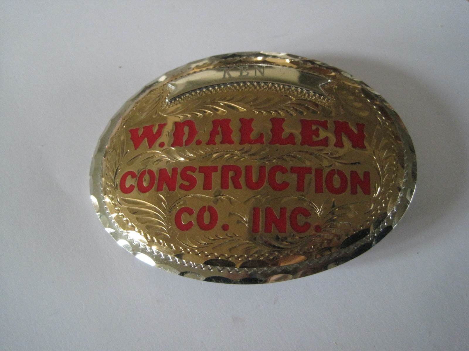 W.D. Allen Construction Co. Inc. Colorado Springs Belt Buckle W.D. Allen Construction Co. Inc. Colorado Springs Belt Buckle