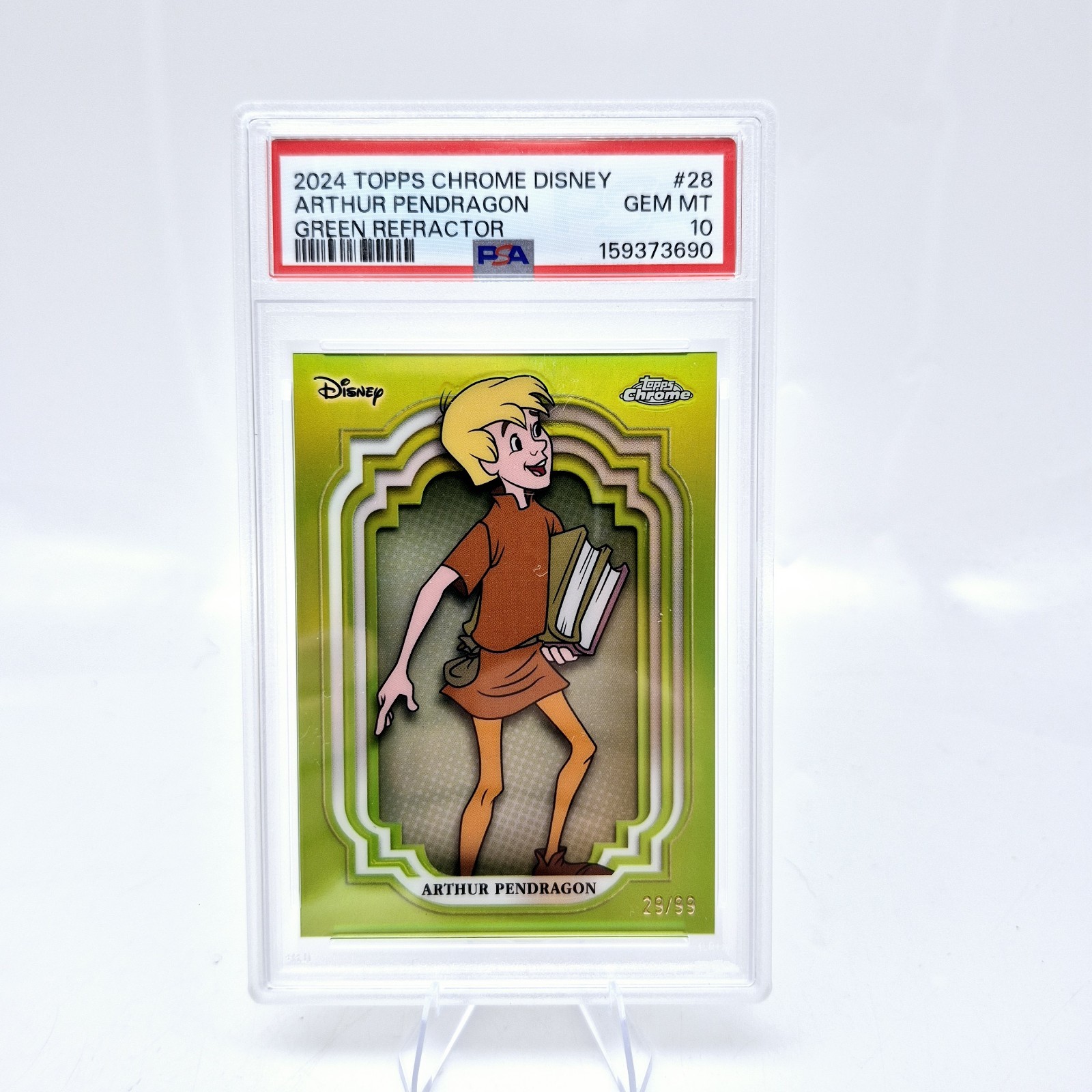 2024 Topps Chrome Disney Arthur Pendragon #28 PSA 10 Green Refractor /99 2024 Topps Chrome Disney Arthur Pendragon #28 PSA 10 Green Refractor /99
