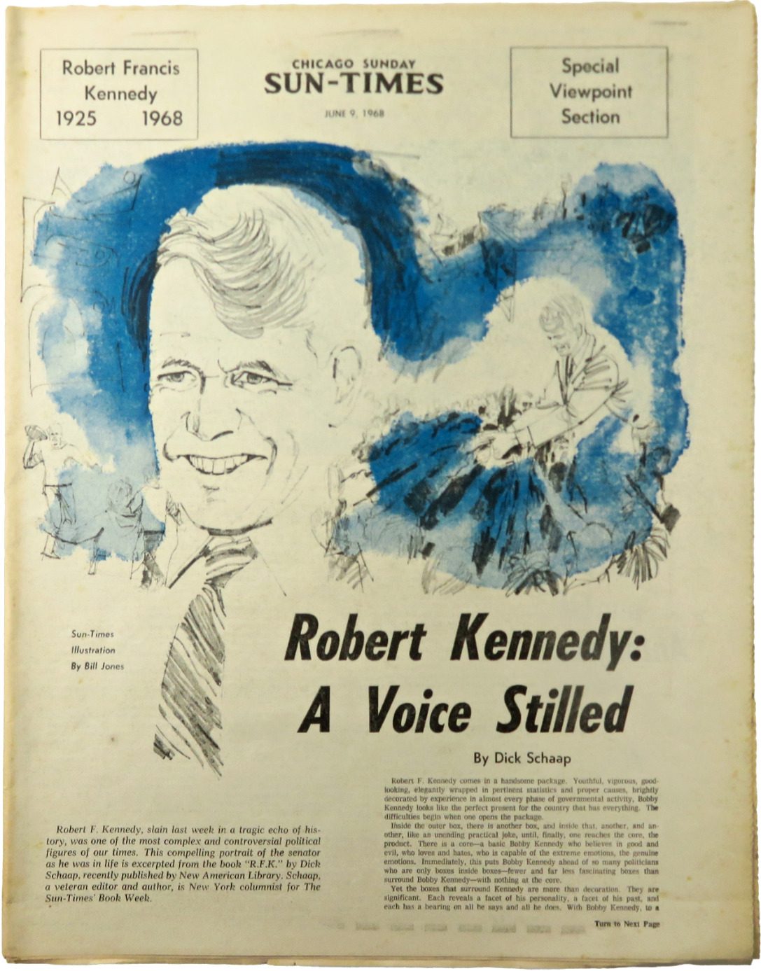 Chicago Sun-Times Newspaper JUNE 9 1968 ROBERT F KENNEDY Special Viewpoint Sect.