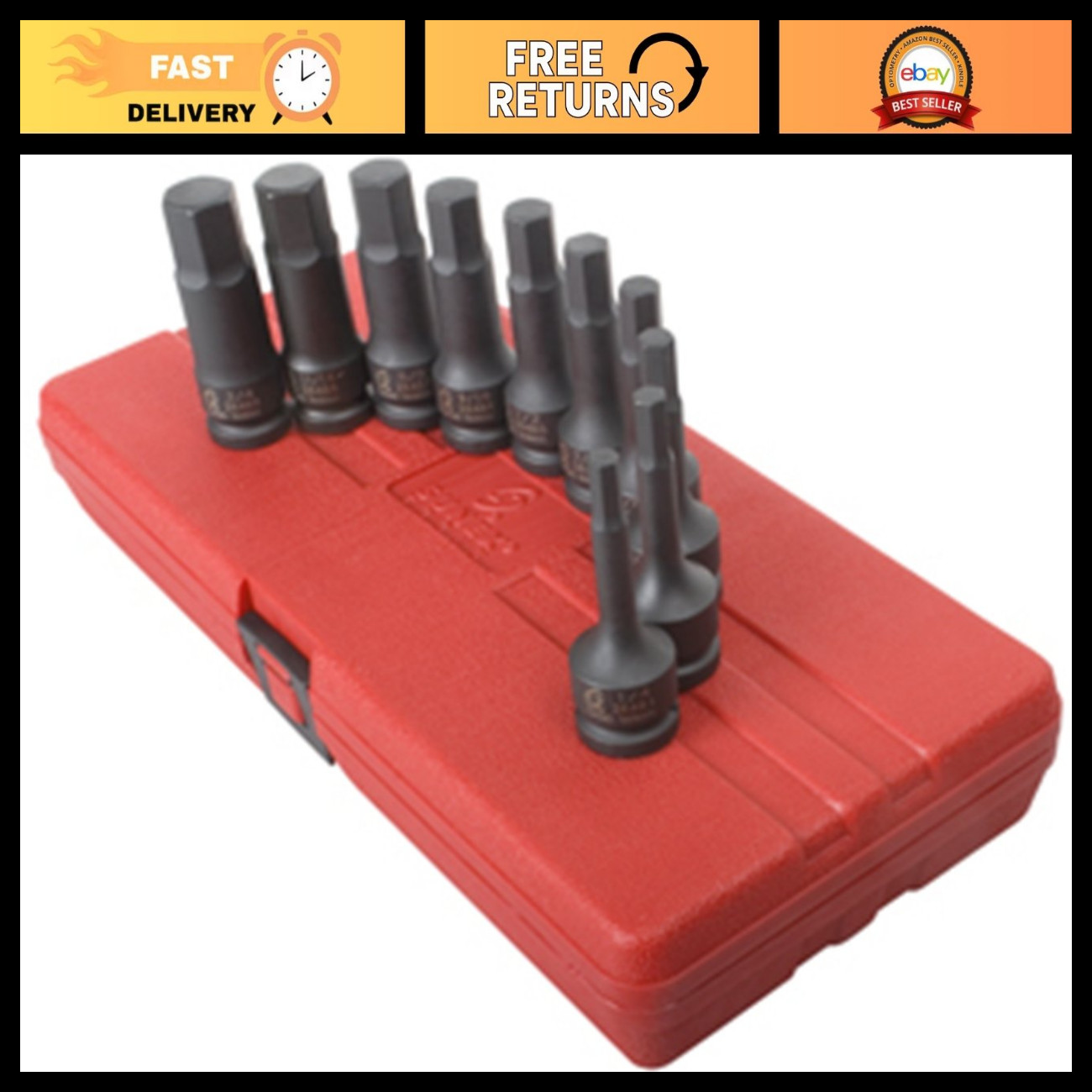 SUNEX TOOLS 2638 1/2-Inch Drive SAE Impact Hex Driver Set, 10 Piece SUNEX TOOLS 2638 1/2-Inch Drive SAE Impact Hex Driver Set, 10 Piece