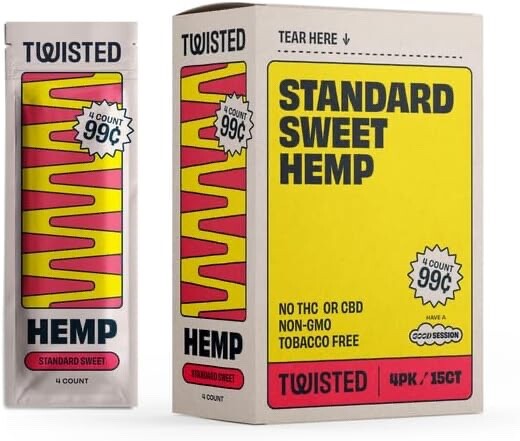 Twisted Hemp 4 Leaf per Pack 15 Count Box 60 Rolling Papers (Sweet)