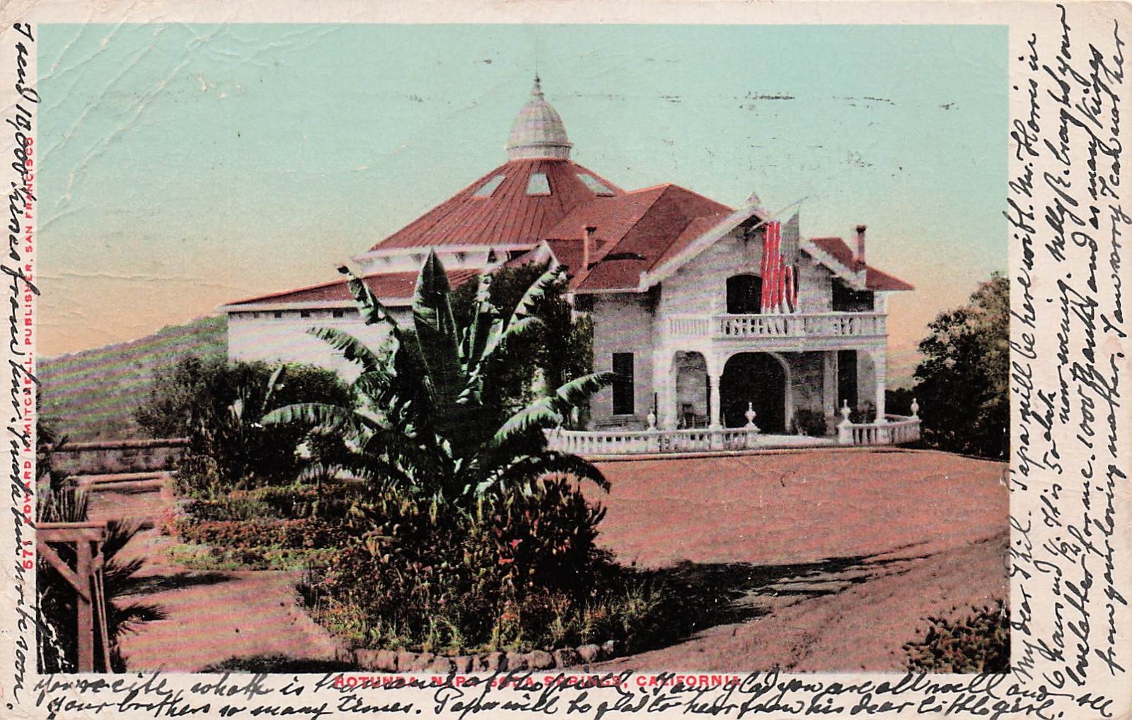 Paso Robles CA California Hot Springs Rotunda Building Vtg Postcard 7A
