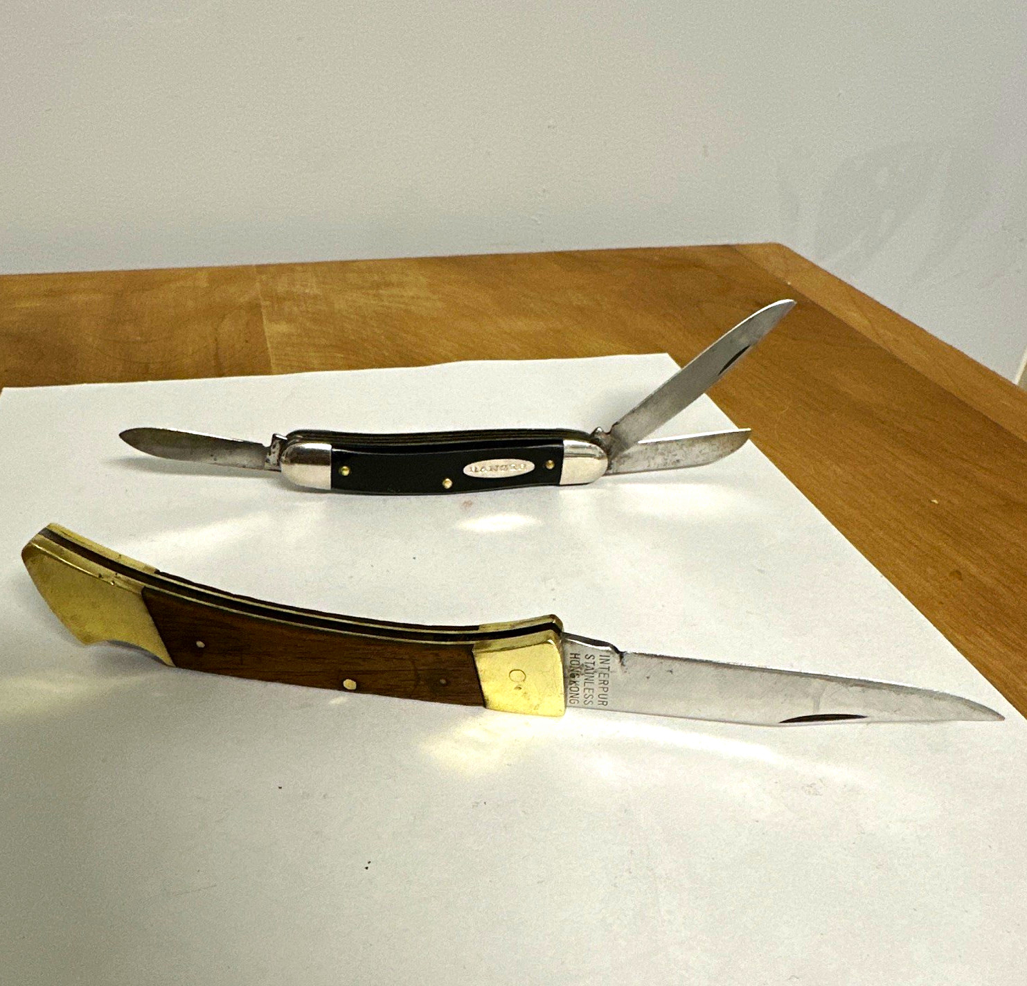 Lot of 2 Stainless Steel Manual Slipjoint Pocketknives Wood/Plastic Lot of 2 Stainless Steel Manual Slipjoint Pocketknives Wood/Plastic