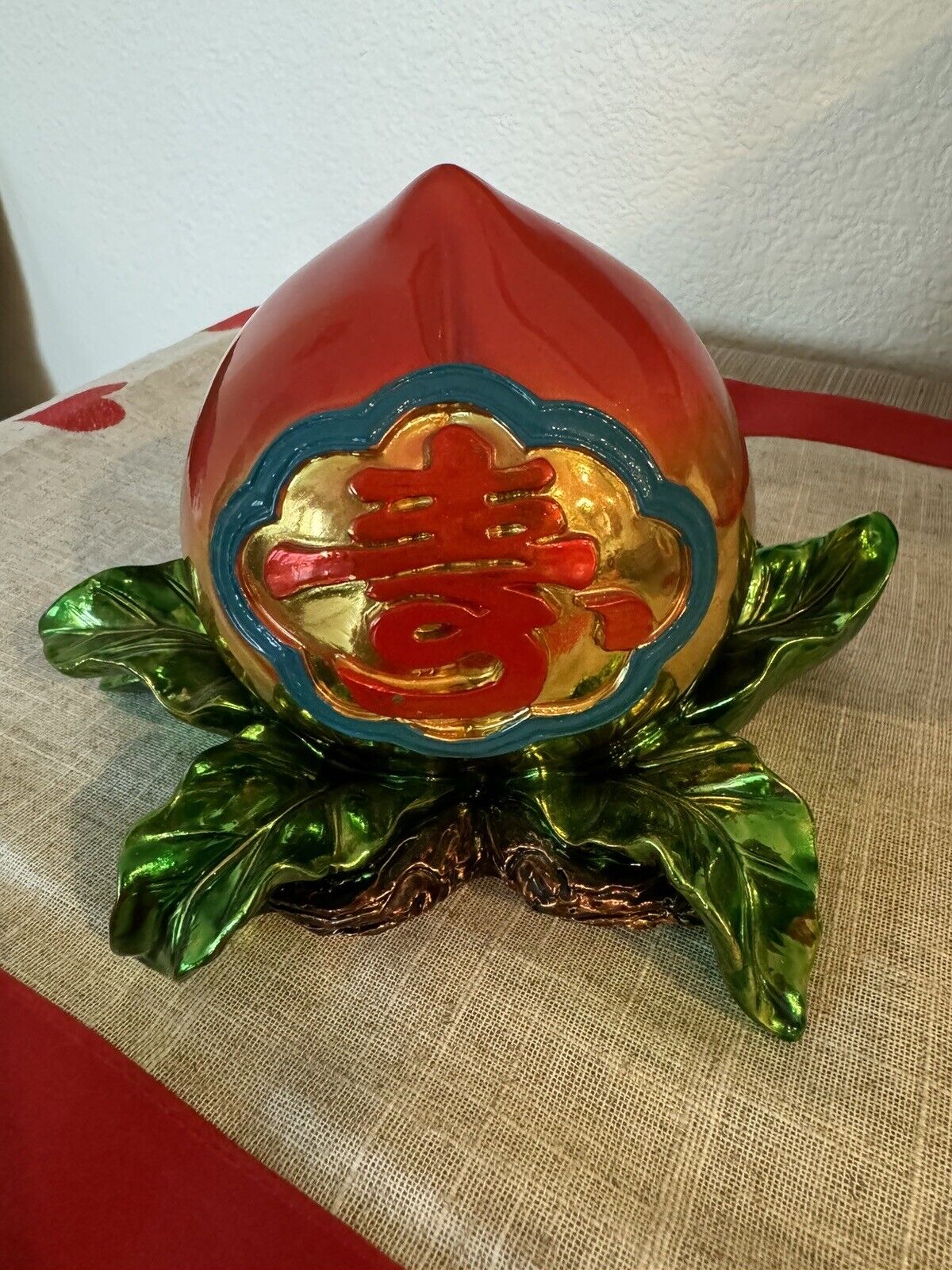 Large Feng Shui Peach Statue for Good Luck and Longevity