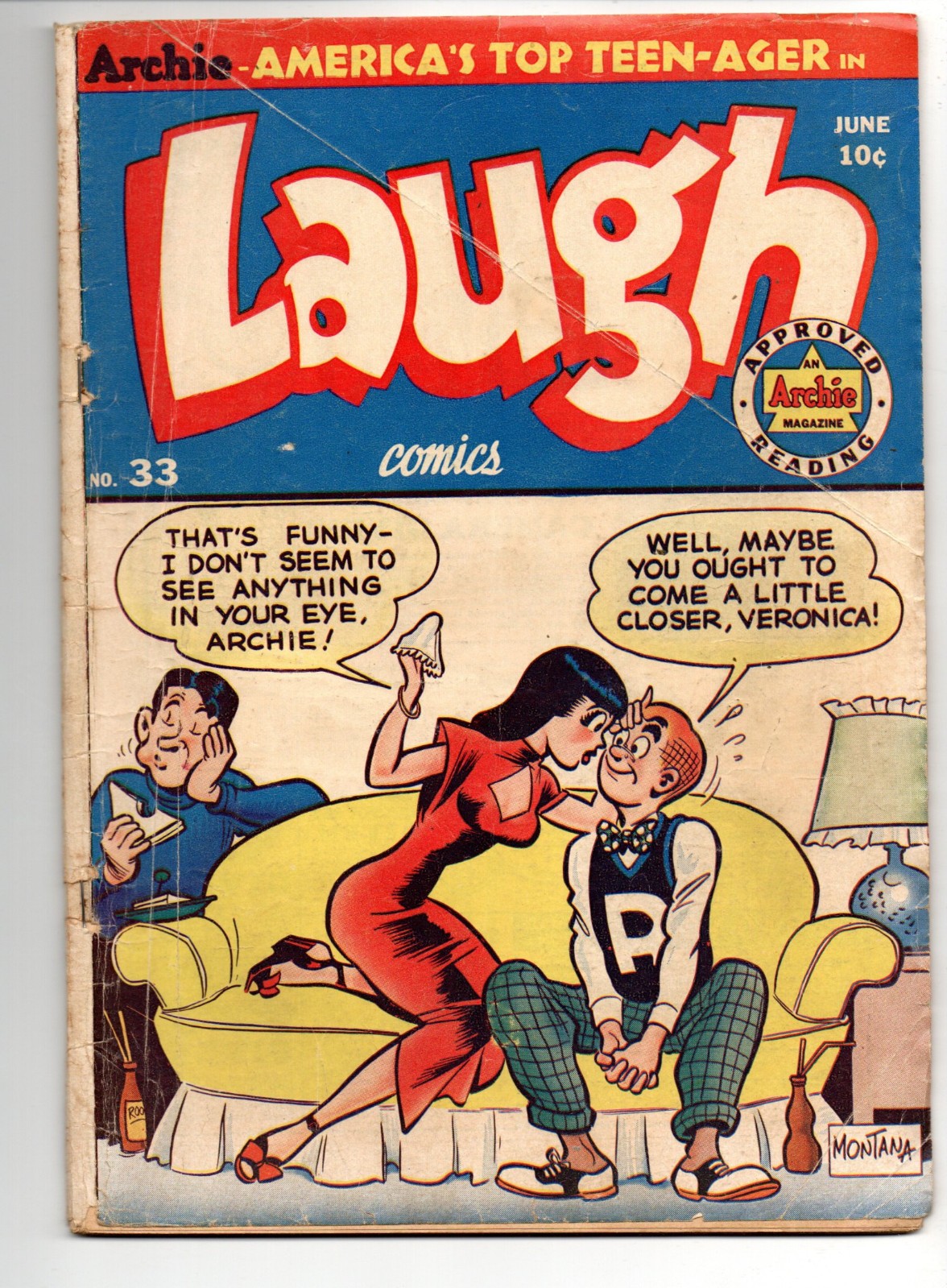 LAUGH COMICS #33 (1949) - GRADE 3.0 - ARCHIE PUBLICATIONS BOB MONTANA WOGGON
