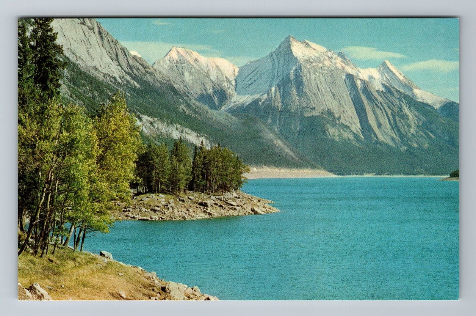 Jasper-Alberta, Jasper Natl Park, Medicine Lake, Vintage Postcard
