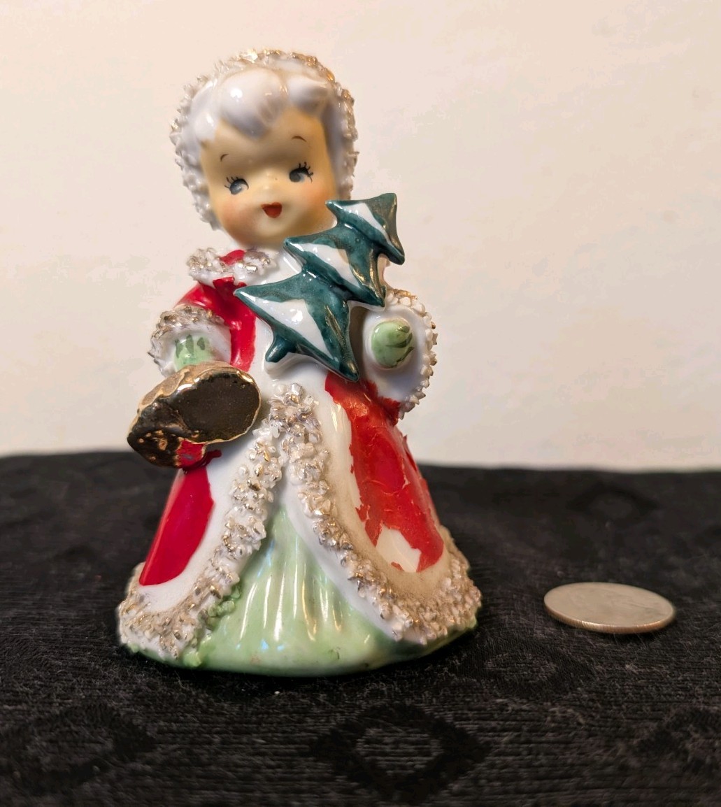 Glossy Porcelain Vintage Christmas Tree Bell Angel Caroler Norcrest Napco Lefton Glossy Porcelain Vintage Christmas Tree Bell Angel Caroler Norcrest Napco Lefton