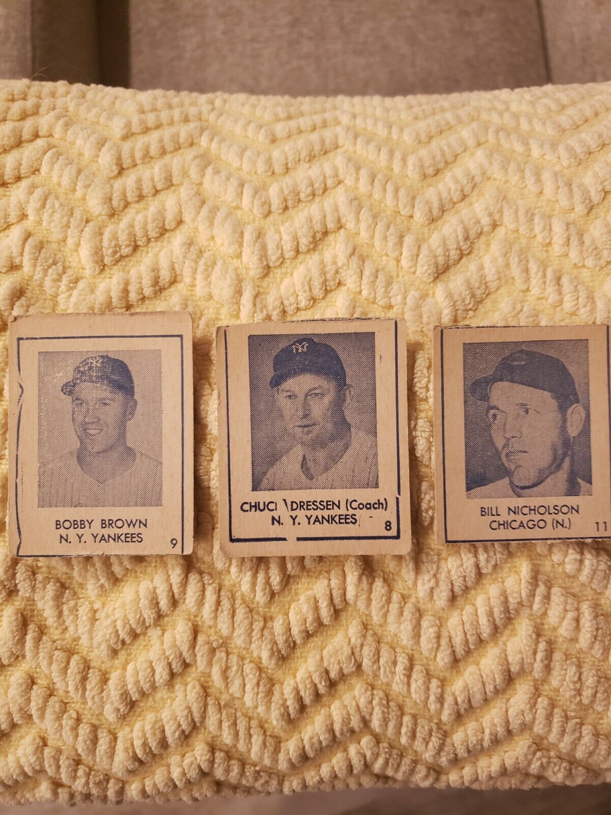 1948 Blue Tint Baseball Cards (3) Hand Cut