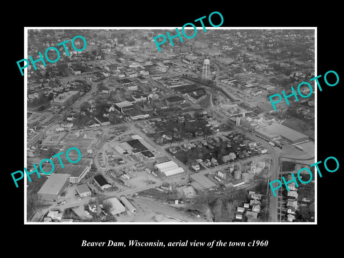 OLD POSTCARD SIZE PHOTO BEAVER DAM WISCONSIN AERIAL VIEW OF TOWN c1960 2 OLD POSTCARD SIZE PHOTO BEAVER DAM WISCONSIN AERIAL VIEW OF TOWN c1960 2