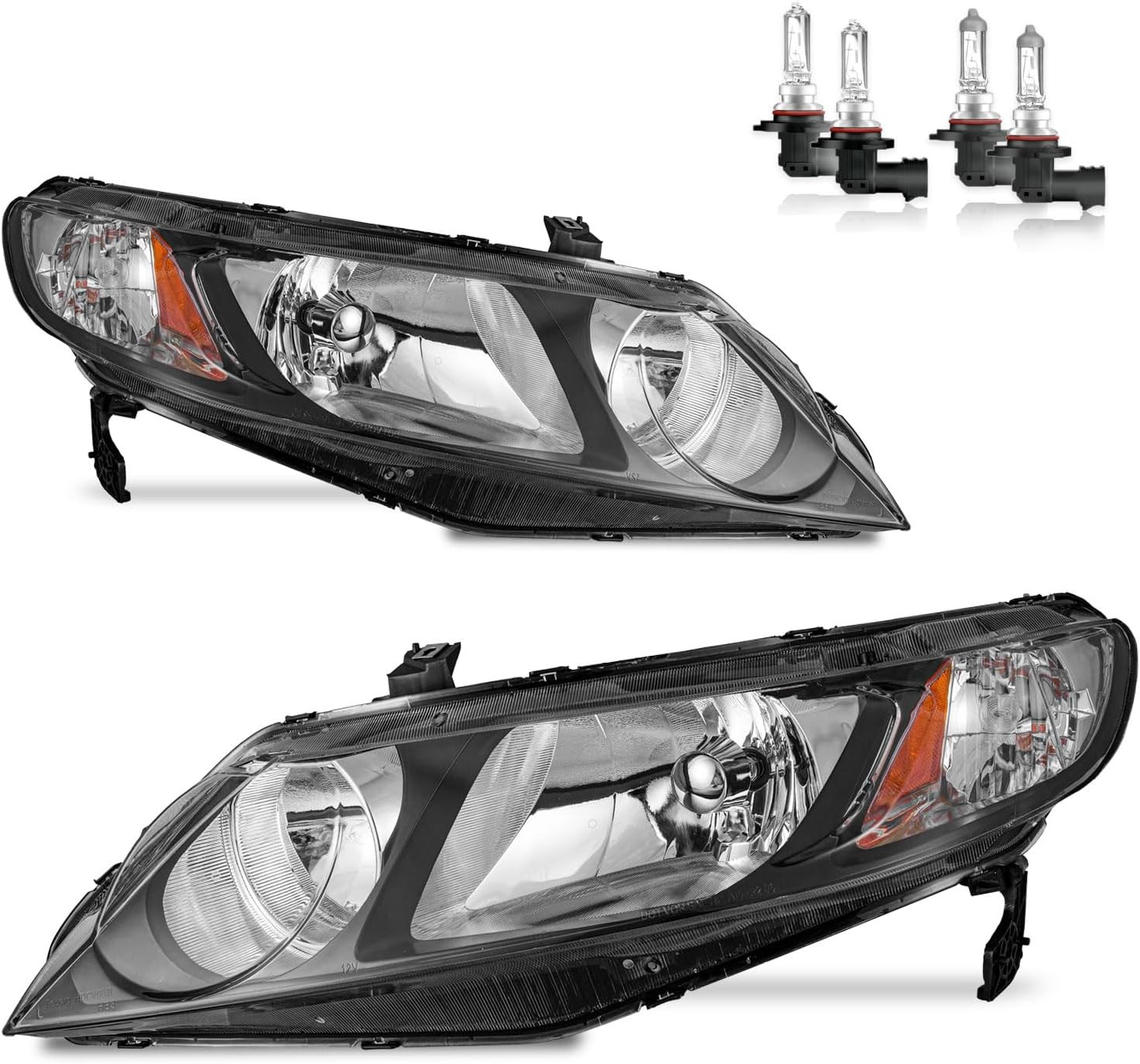 Headlights Assembly for 2006-2011 Honda Civic 4-Door