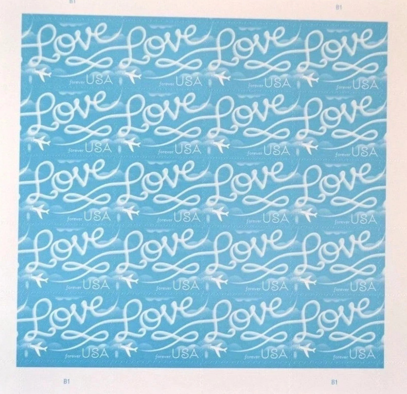 USPS 2017 Skywriting Love Forever First Class Letter Stamps MNH-5 sheets/100 pcs