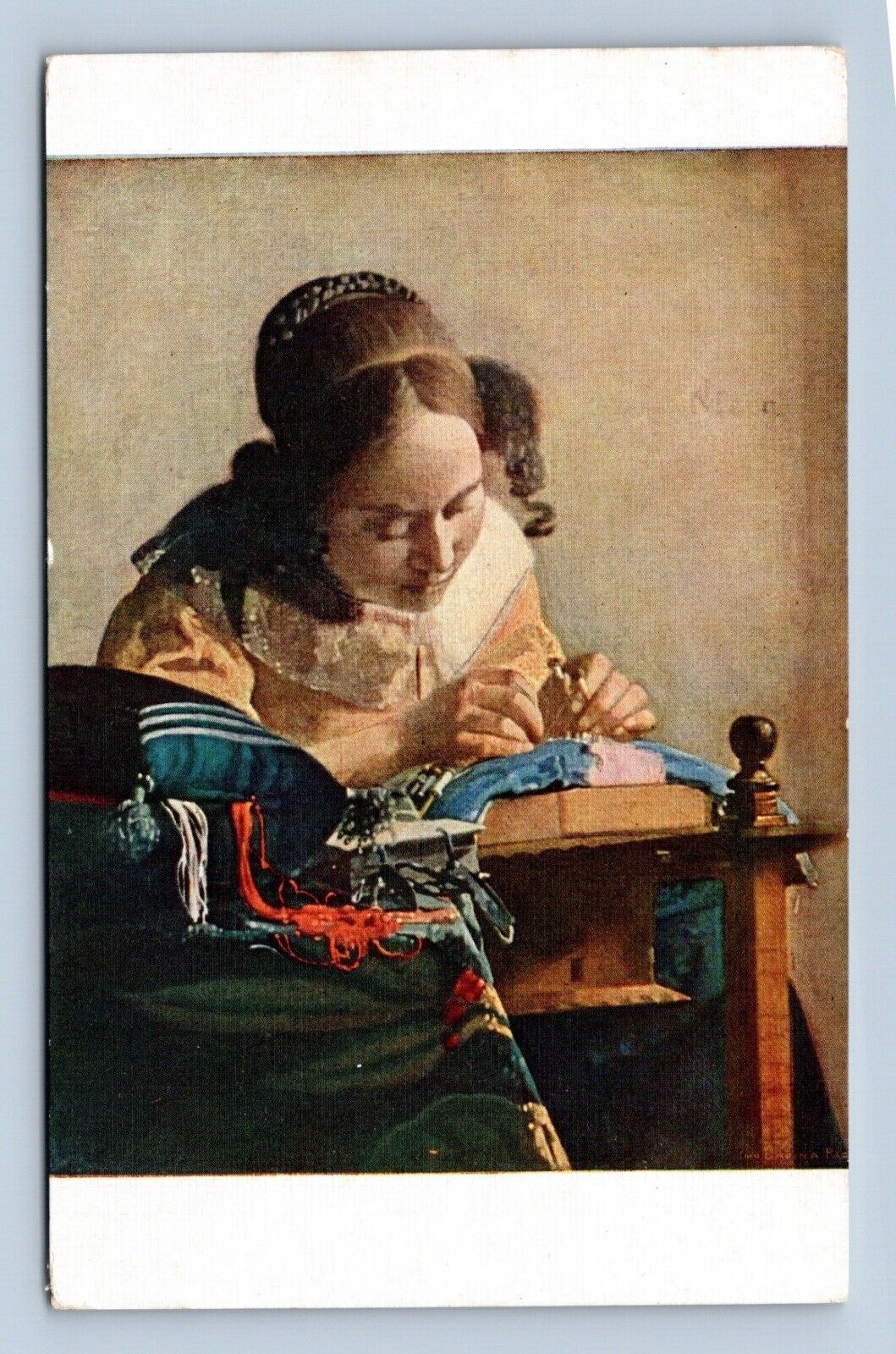 The Lacemaker Painting Johannes Vermeer Muse du Louvre UNP DB Postcard L12