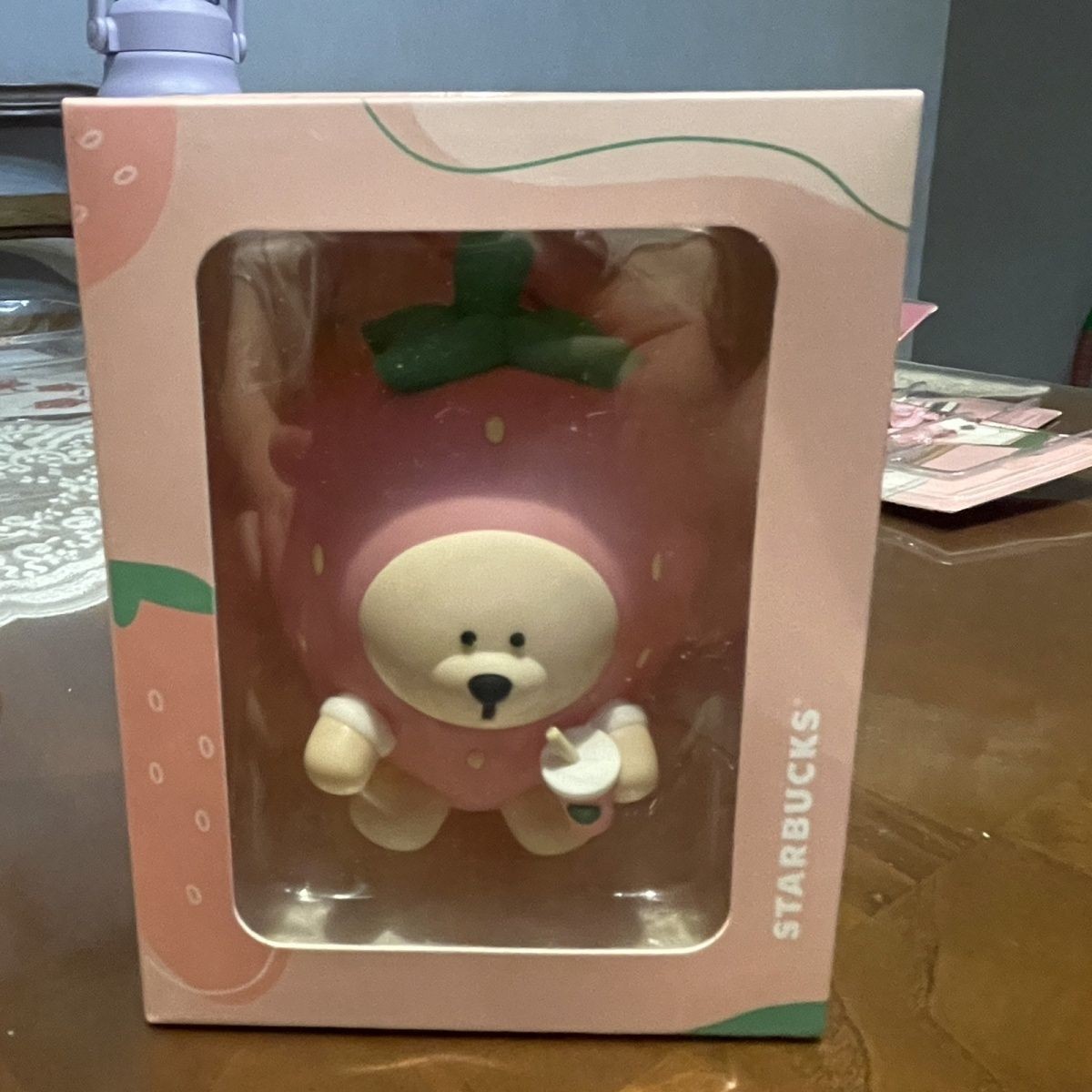 Starbucks Cute Strawberry Bear Bag Charm Coffee Bean Bear Storage Pendant Gift