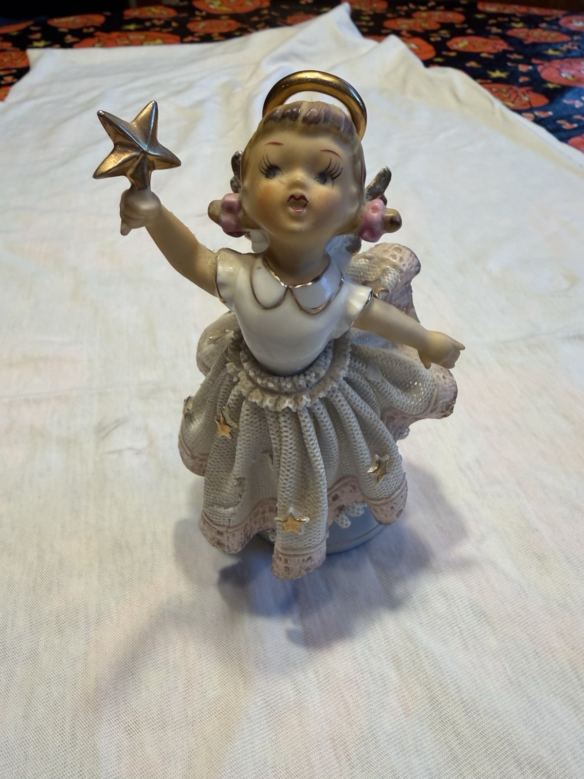 VTG Lefton Dresdon Lace Angel Star Figurine VTG Lefton Dresdon Lace Angel Star Figurine