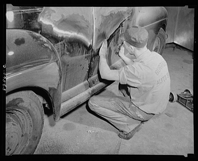 Photo:Arlington Virginia 1940s Auto Refinishing Plant Car Body Dent Repair