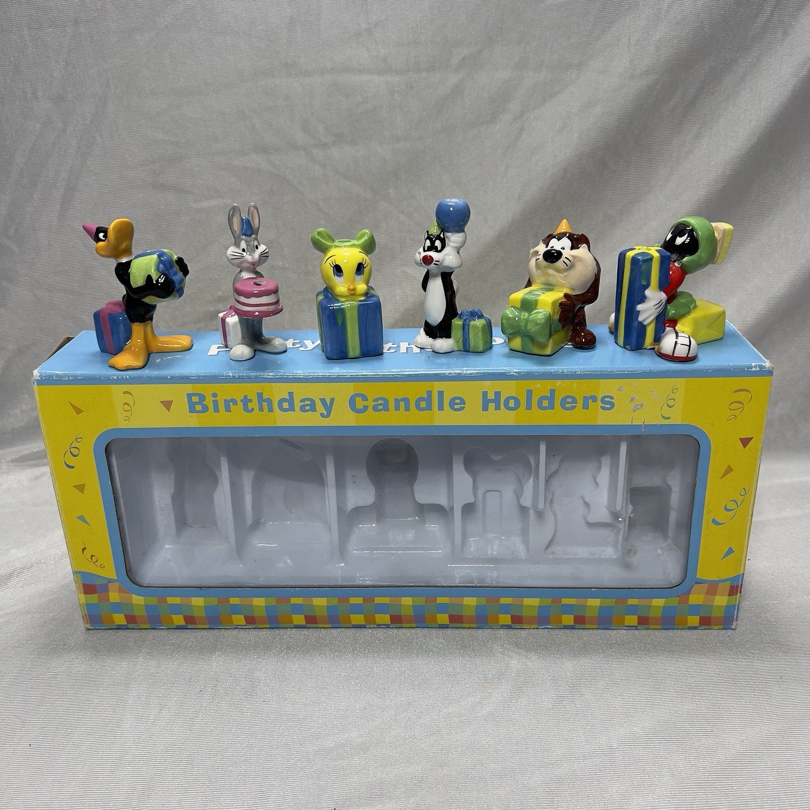 Vintage Warner Bros Looney Tunes Candle Holders Ceramic Birthday Set Box 1998 Vintage Warner Bros Looney Tunes Candle Holders Ceramic Birthday Set Box 1998