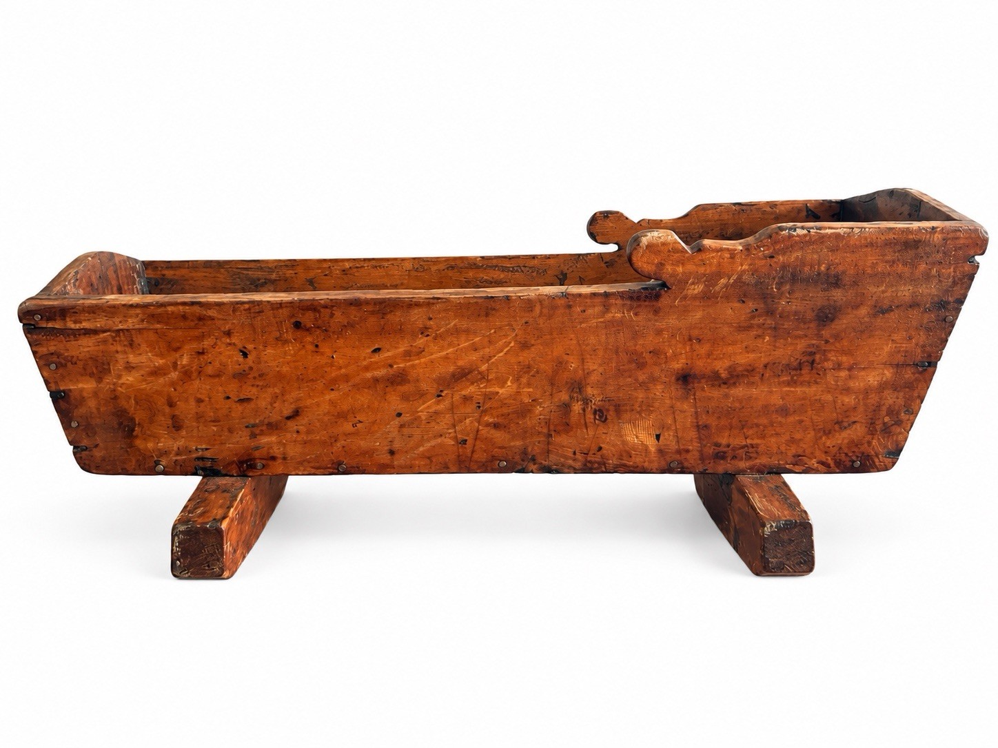 Antique Circa Early 1900s Wood  Primitive  Handmade Rocking Cradle for Doll