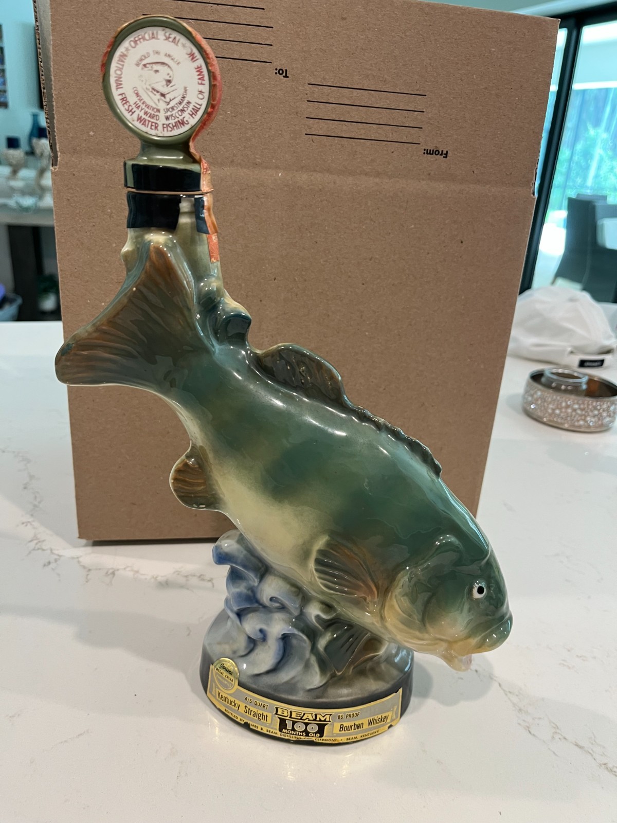 1973 Bass Fish National Freshwater Hall of Fame Jim Beam Decanter Empty 1973 Bass Fish National Freshwater Hall of Fame Jim Beam Decanter Empty
