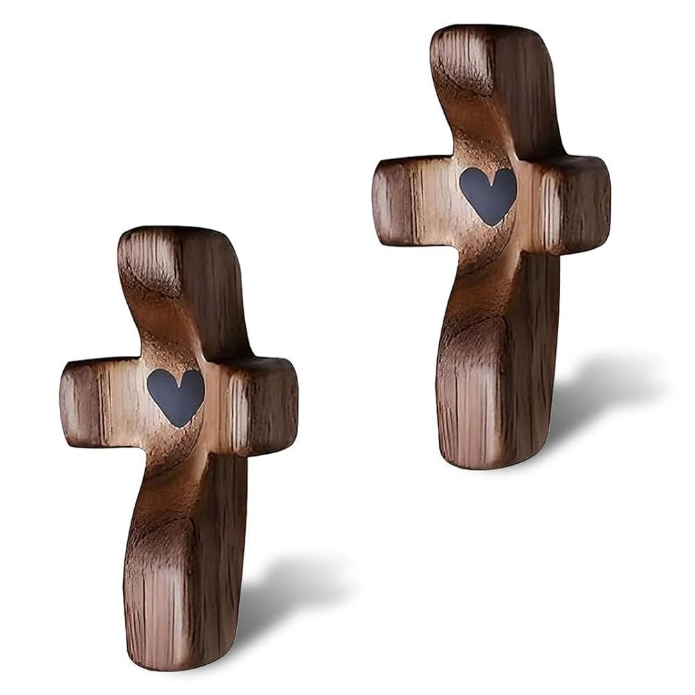 Vrouwengeld 2Pcs Wooden Pocket Cross My Heart, Stress Relief Cross Fidget, Wo... Vrouwengeld 2Pcs Wooden Pocket Cross My Heart, Stress Relief Cross Fidget, Wo...