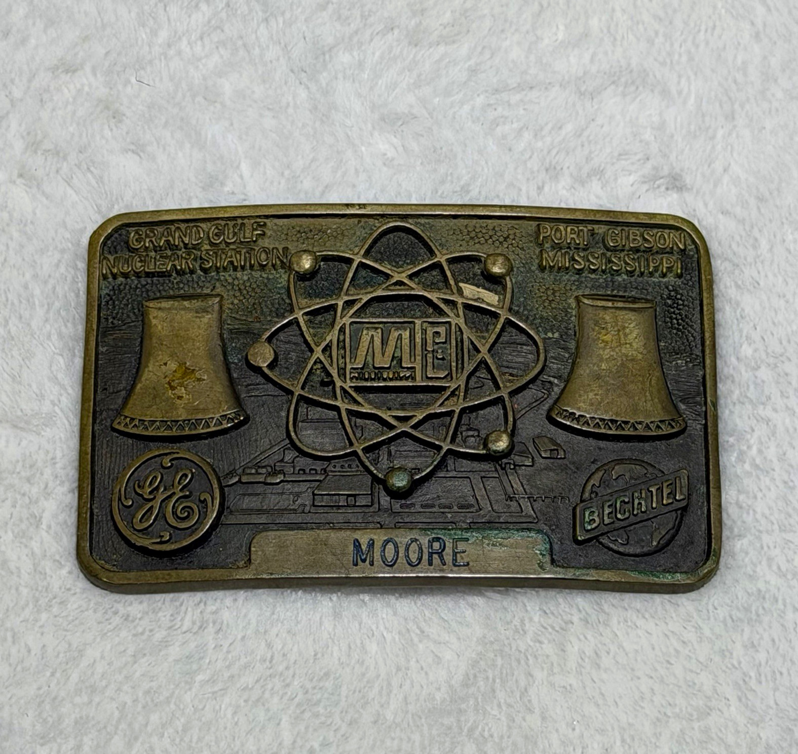 Vintage Grand Gulf Nuclear Station Brass Belt Buckle Port Gibson MS GE Bechtel Vintage Grand Gulf Nuclear Station Brass Belt Buckle Port Gibson MS GE Bechtel