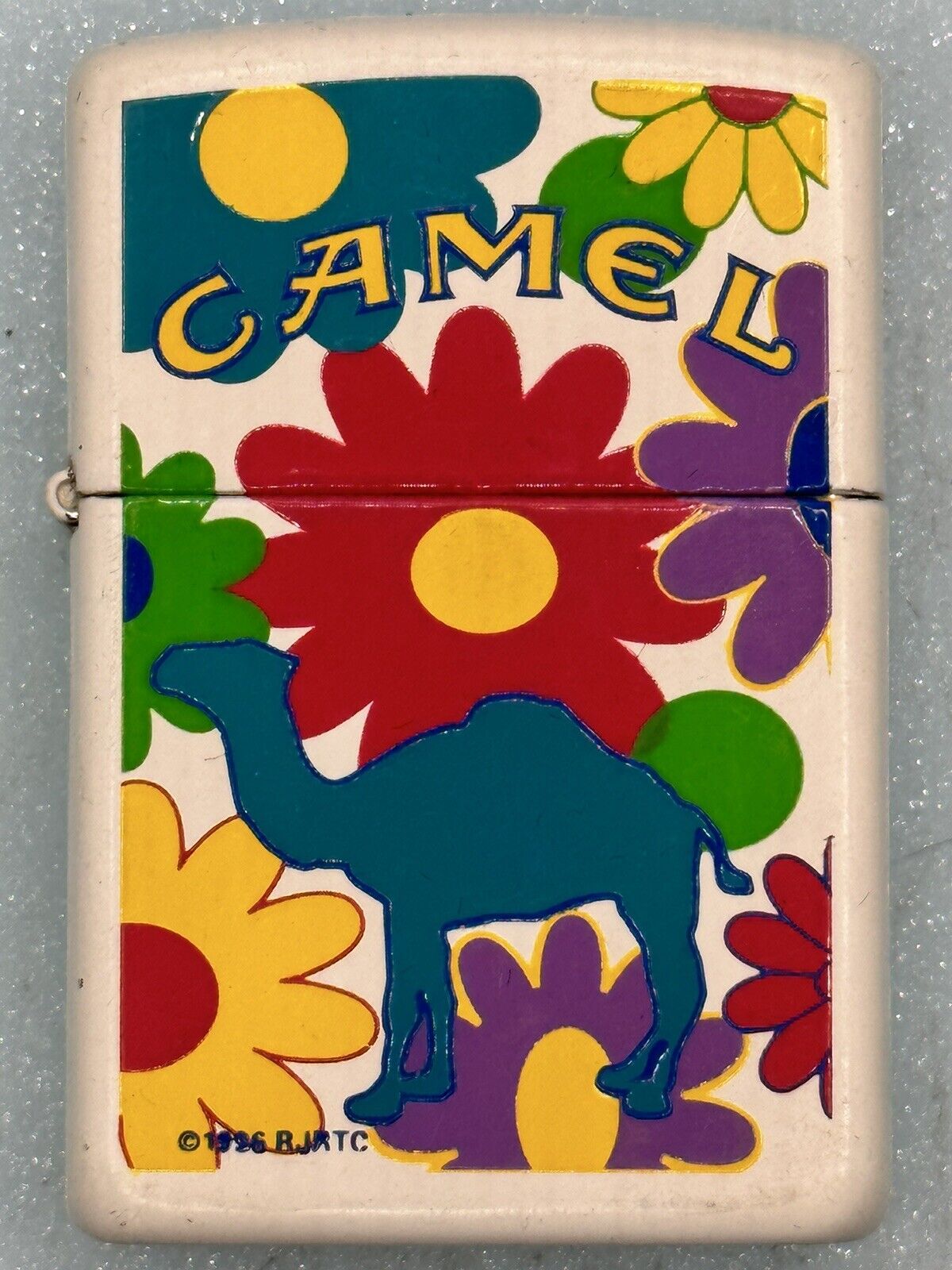 Vintage 1997 Camel Flower Power White Matte Zippo Lighter