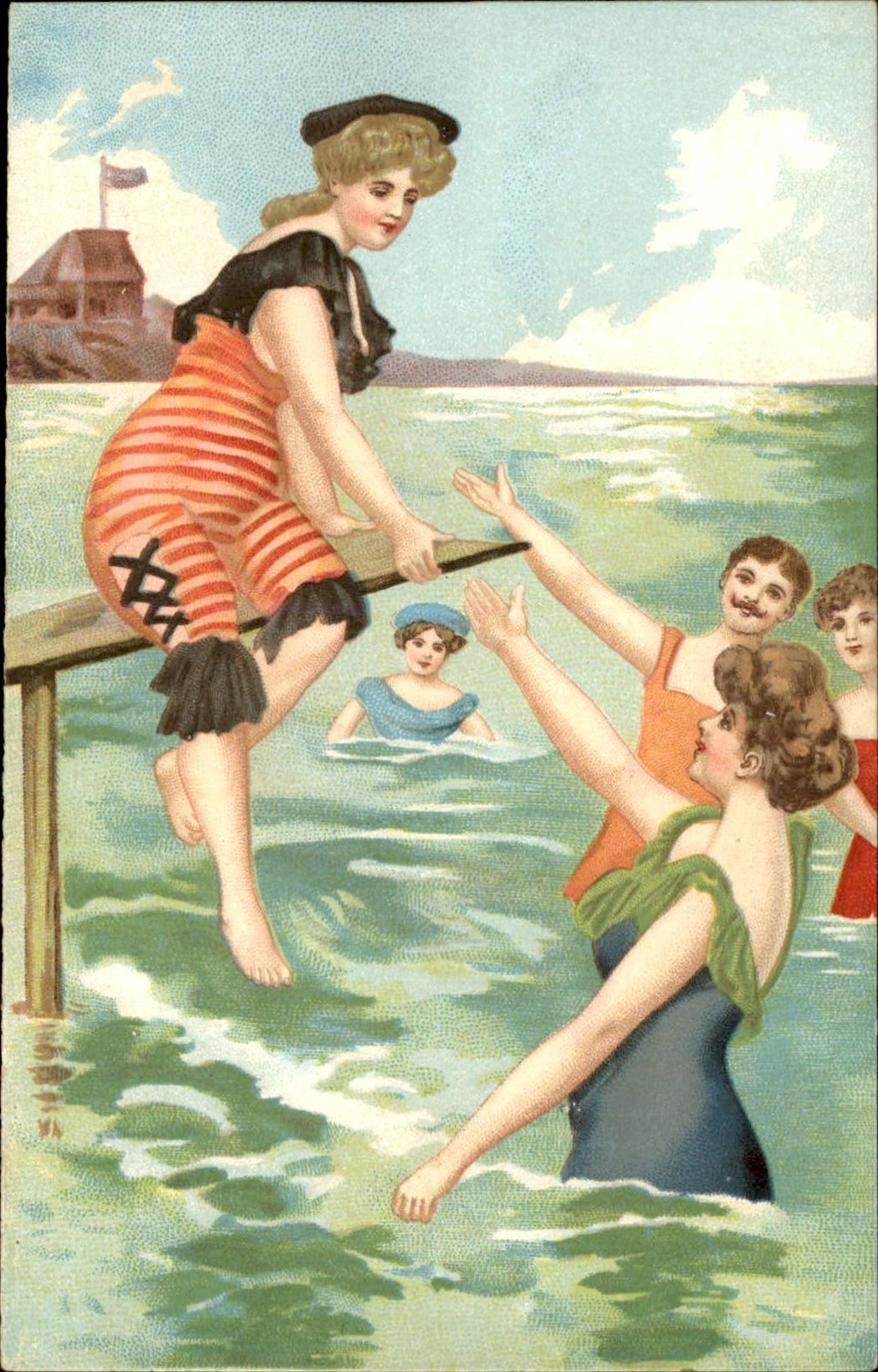 Bathing Beauties Beach Swimming Scene Ser 354 c1910s Vintage Postcard bhn Bathing Beauties Beach Swimming Scene Ser 354 c1910s Vintage Postcard bhn