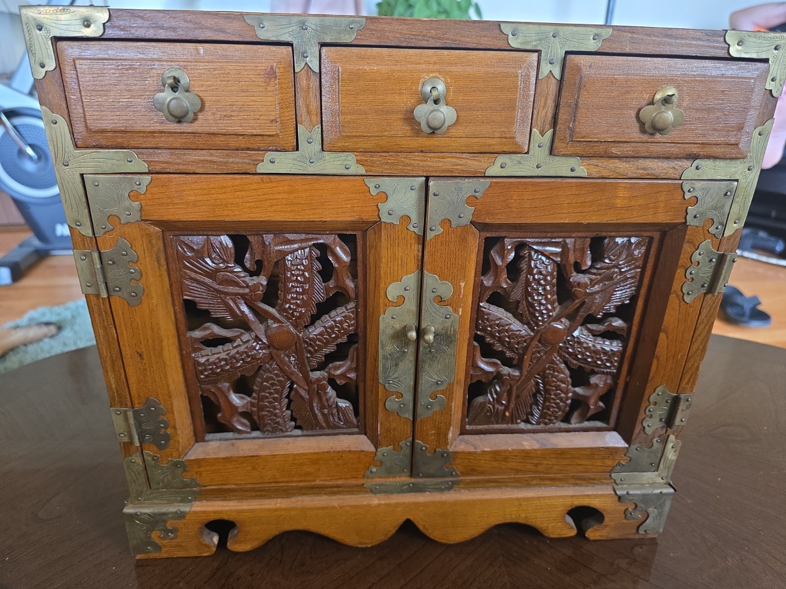 vintage 1960s–1980s Korean Tansu-style jewelry chest