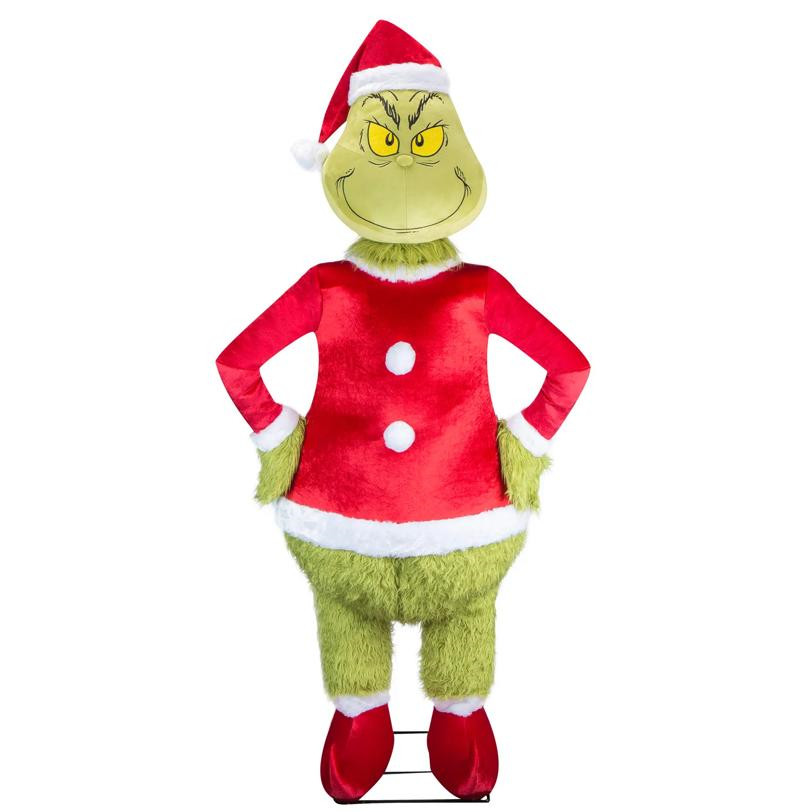 Gemmy 6 ft Life-Size Animated Fuzzy Grinch Singing & Dancing Christmas Decor