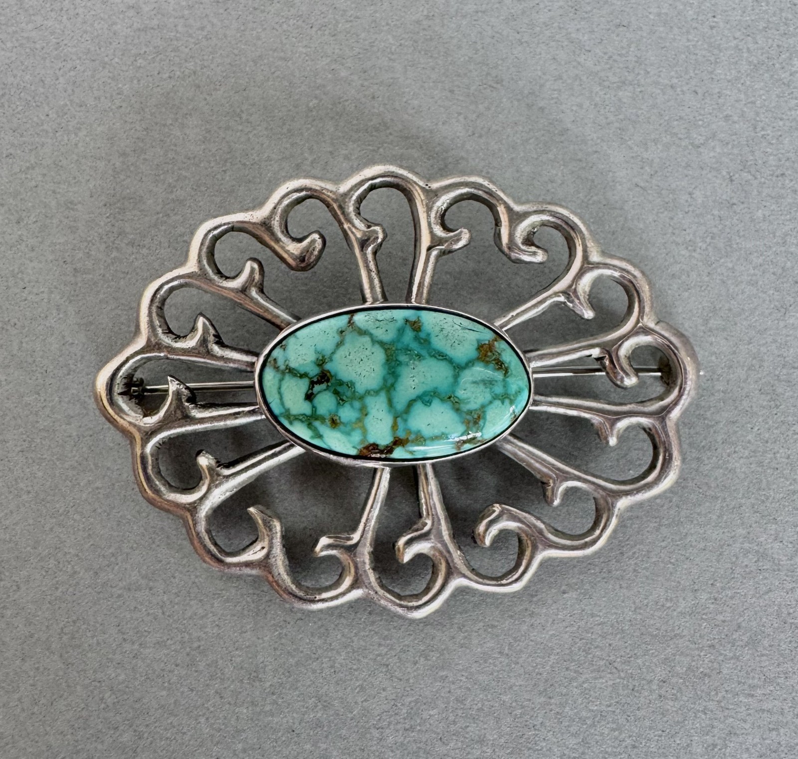 Vintage Navajo Sterling Silver Turquoise Pin Vintage Navajo Sterling Silver Turquoise Pin