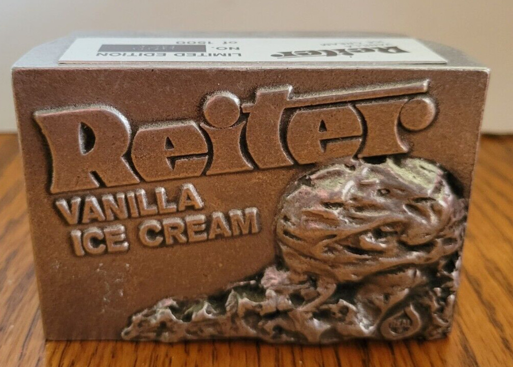 VTG RARE REITER DAIRY ICE CREAM CARTON PEWTER BANK LIMITED EDITION 1500 MADE VTG RARE REITER DAIRY ICE CREAM CARTON PEWTER BANK LIMITED EDITION 1500 MADE