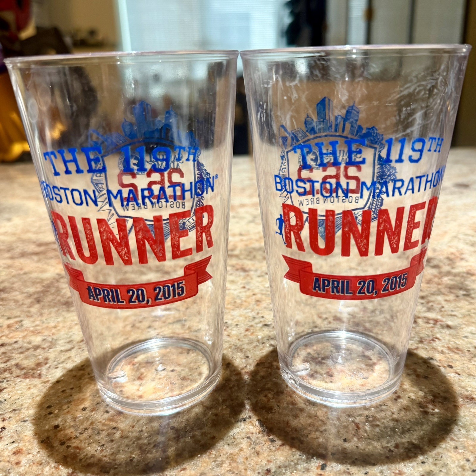 3pc CUP LOT 2015 Boston Strong Marathon Samuel Sam Adams Pint Beer Glasses NEW