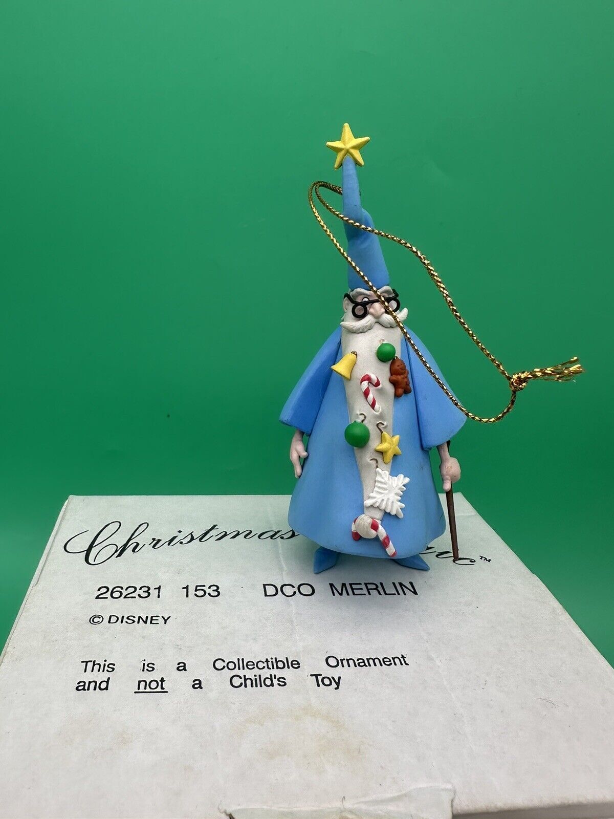 Vintage Disney Grolier MERLIN Christmas Magic Holiday Ornament w/ Box