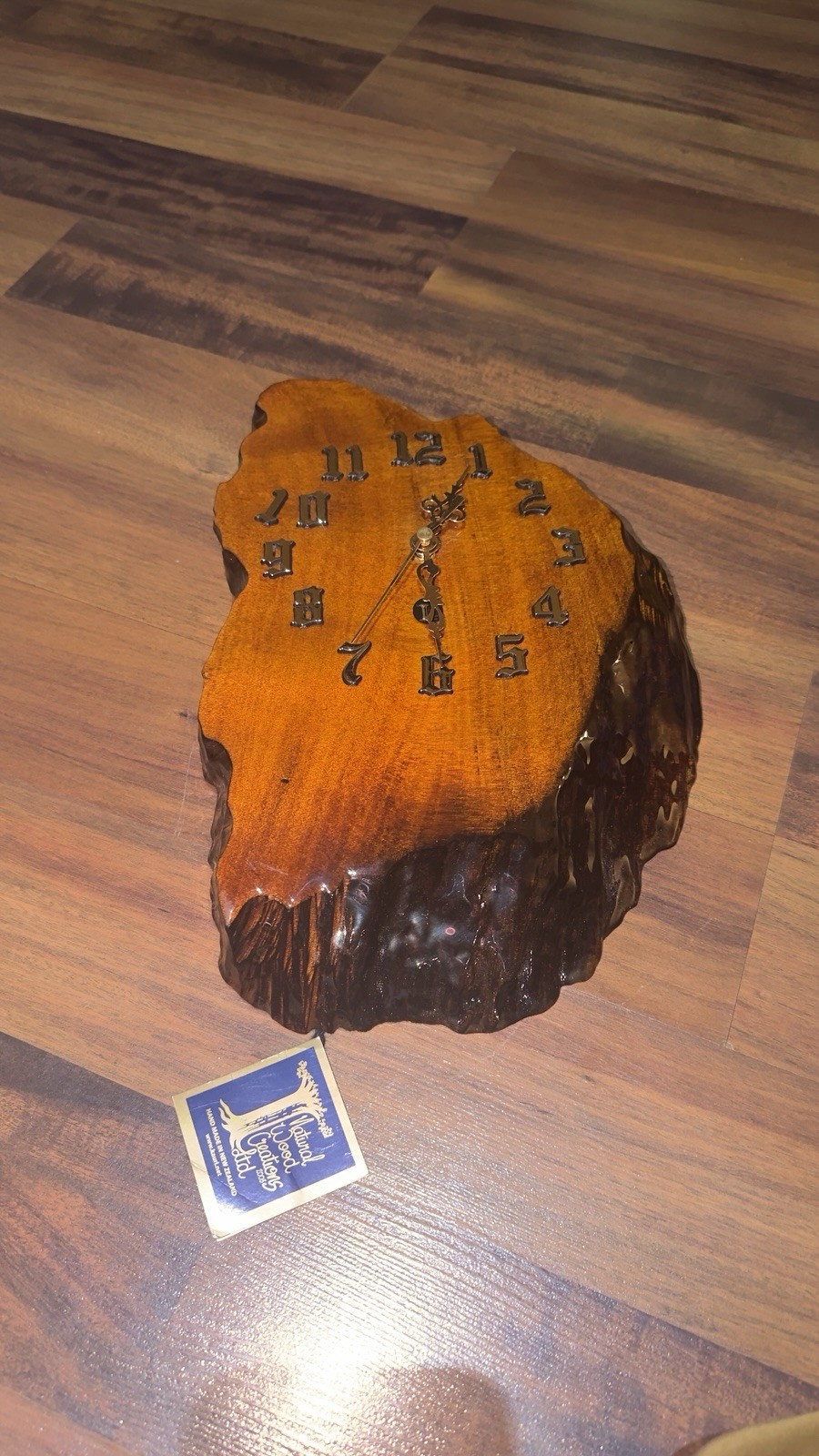 Vintage Natural Wood Creations Live Kauri New Zealand Live Edge Clock RARE Vintage Natural Wood Creations Live Kauri New Zealand Live Edge Clock RARE