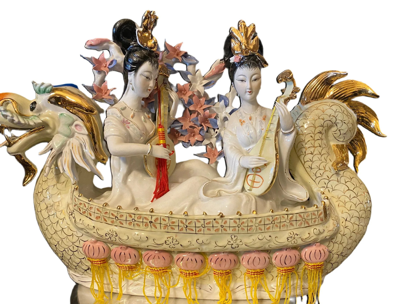 Vintage Handcrafted, Hand Painted, Porcelain Statue, Signed By a Chinese Vintage Handcrafted, Hand Painted, Porcelain Statue, Signed By a Chinese