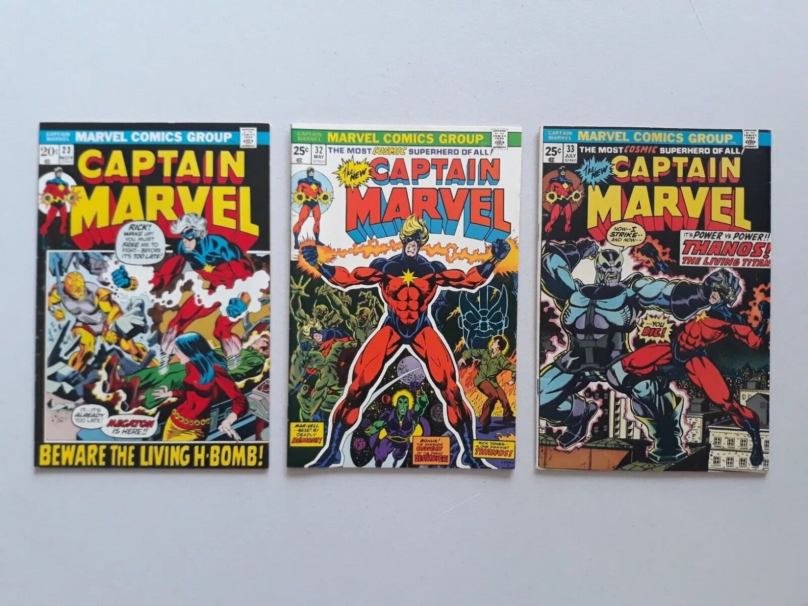 Captain Marvel 23, 32, 33 Early Thanos Marvel Bronze Age