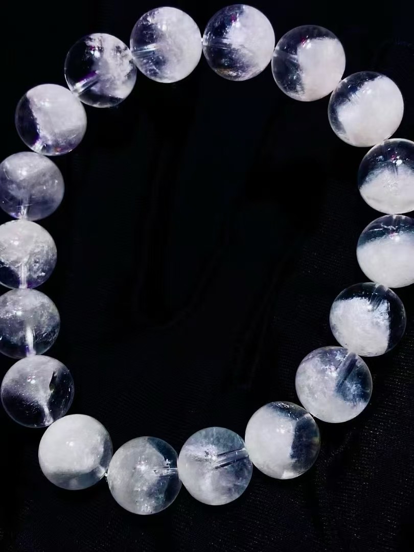 Natural rare white Phantom Quartz Crystal Round Beads Bracelet 11mm Natural rare white Phantom Quartz Crystal Round Beads Bracelet 11mm