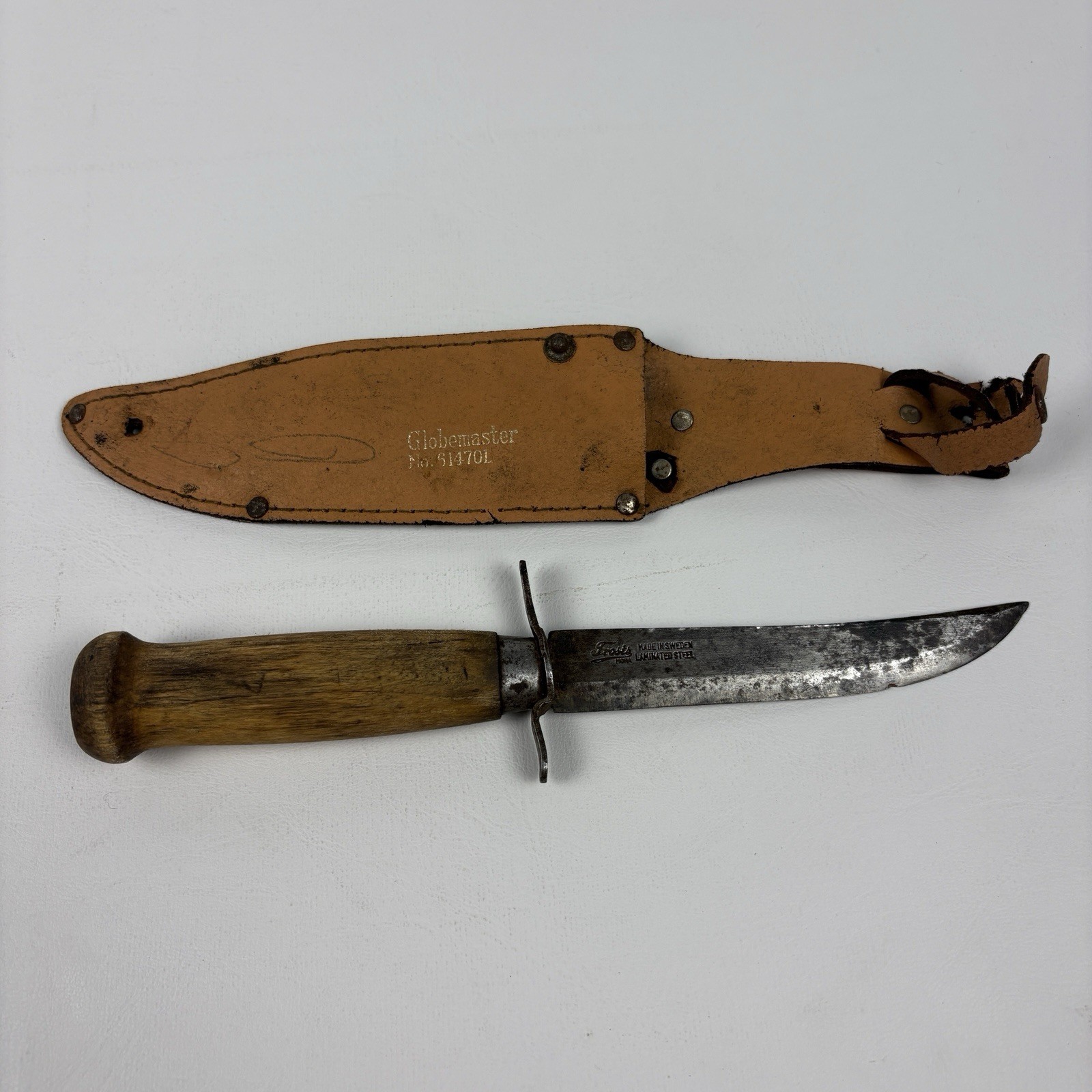 Vintage Frosts Mora of Sweden Laminated Steel Hunting Skinner Knife w/ Sheath Vintage Frosts Mora of Sweden Laminated Steel Hunting Skinner Knife w/ Sheath