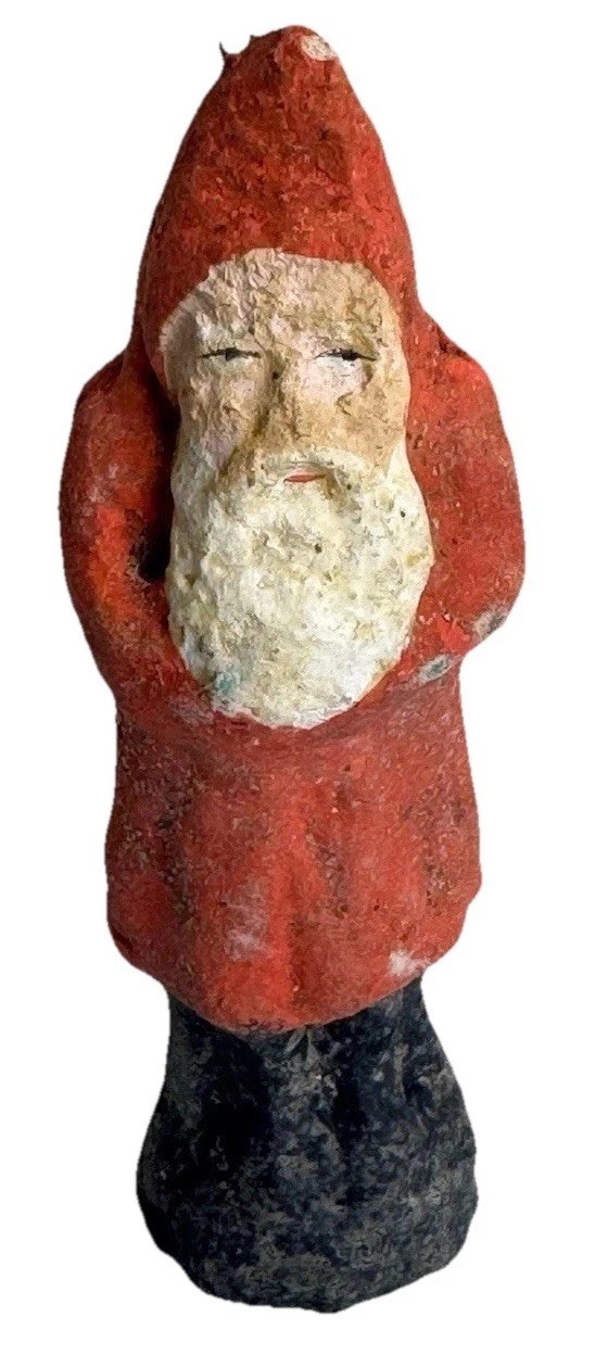 Antique 1900’s BELSNICKEL SANTA Germany Paper-Mache Composition With Red Robe