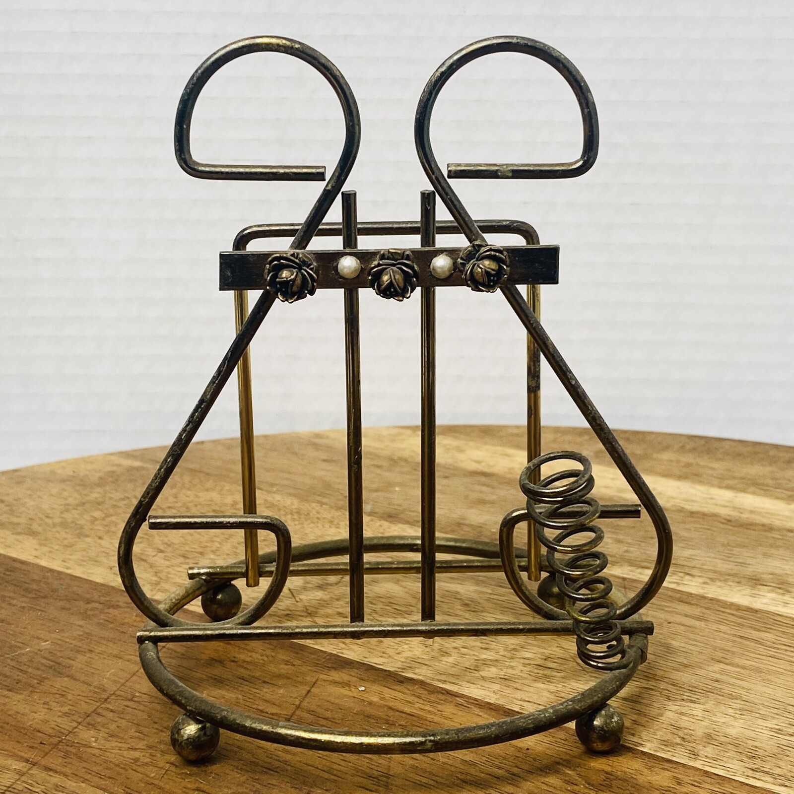 Vtg 1950s Letter & Pen Metal Holder Roses Vtg 1950s Letter & Pen Metal Holder Roses