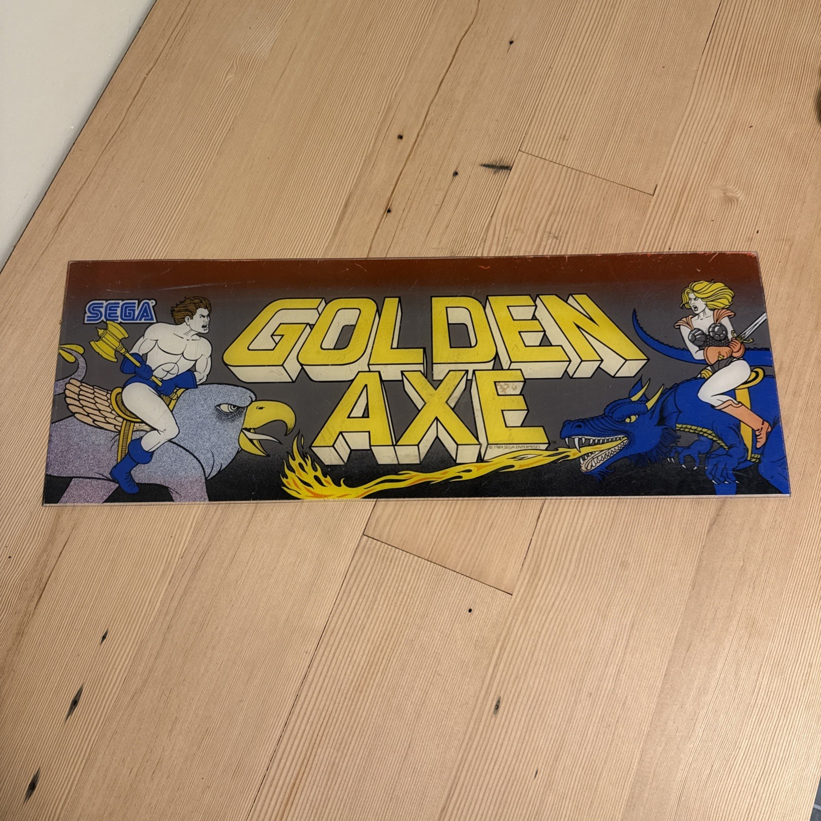 Golden Axe Arcade Marquee 24x8 1/2 Vintage Original Sega Enterprise